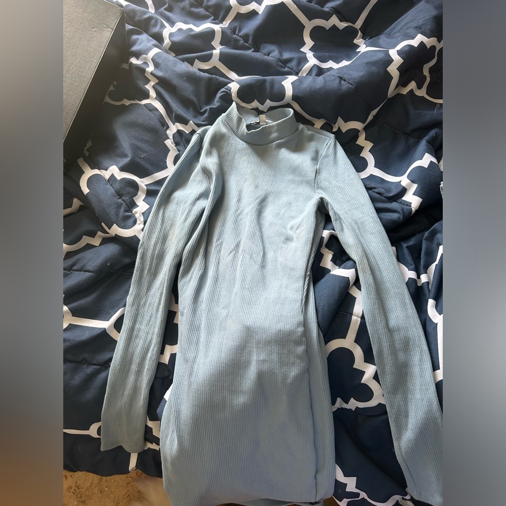 Baby blue mini dress with cut out in the back